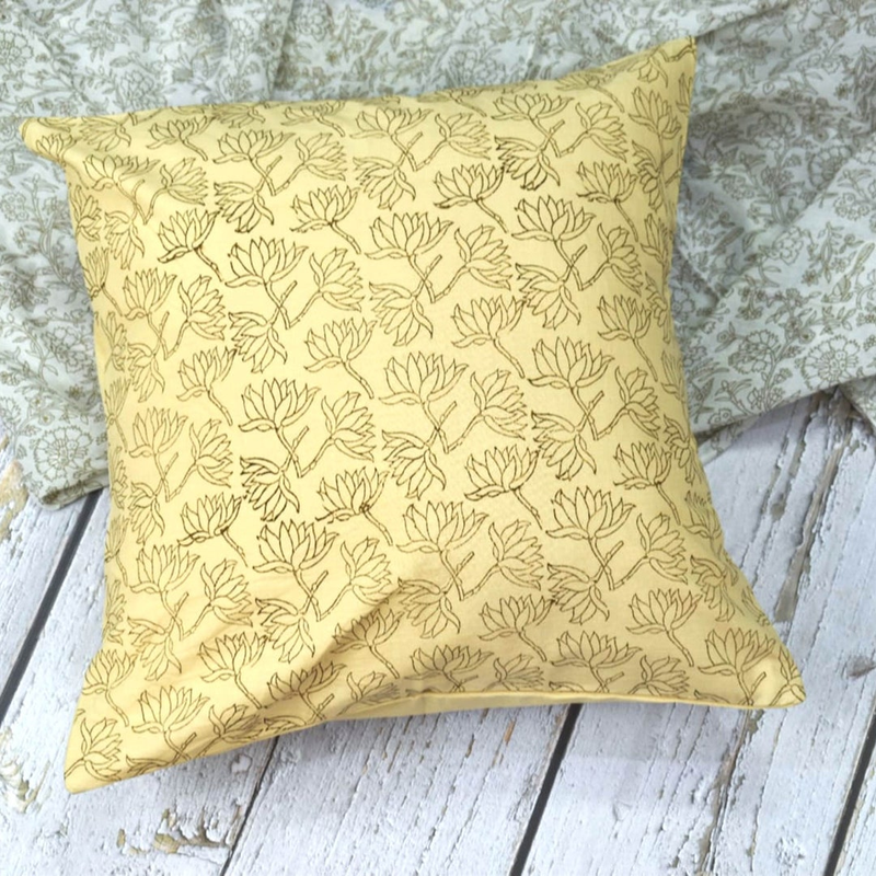 Hand Block Cotton Cushion Cover |Farmhouse Pillow Cover|Boho |Floral Throw pillow cover