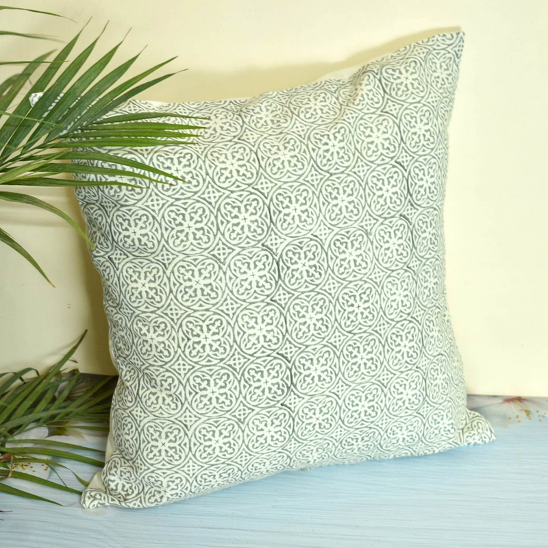 Hand Block Cotton Cushion Cover |Farmhouse Pillow Cover|Boho |Floral Throw pillow cover